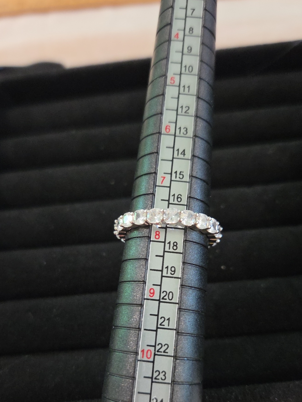 Pavoi 14k White Gold Plated Cubic Zirconia Eternity Band Sz 7 3/4-8